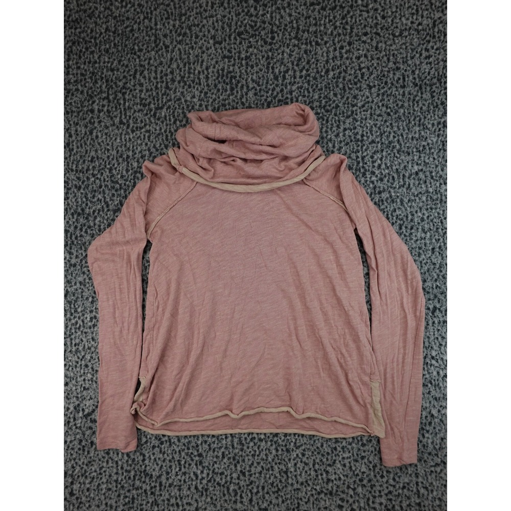 Free People Beach Top Womens XS/S Pink Cowl Neck Long Sleeve OB482393